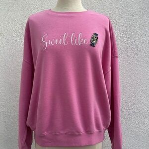 Pink "Sweet Like Candy" Glitter Graphic Sweatshirt w/Candy Charm | Size S (NWT)